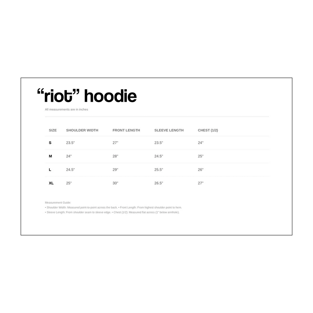 "riot" hoodie